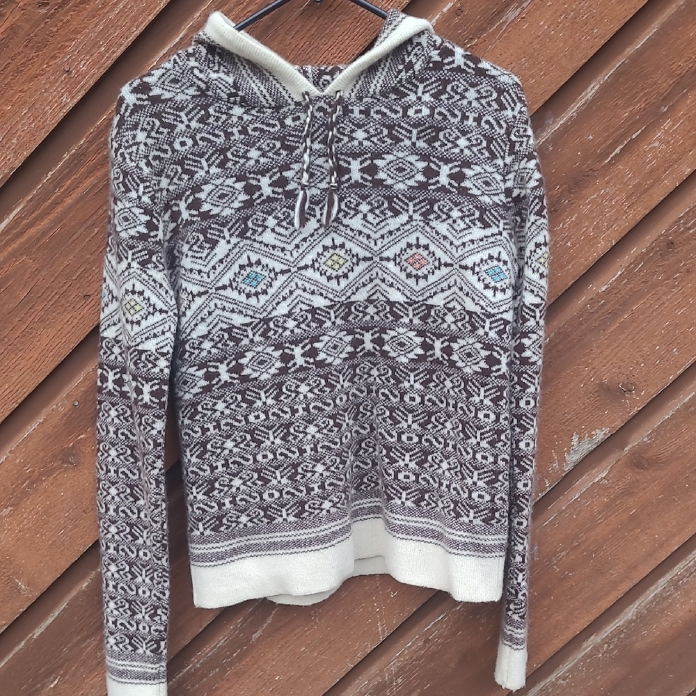 BDG Urban Outfitters Retro Fair Isle Wool Hooded Sweater